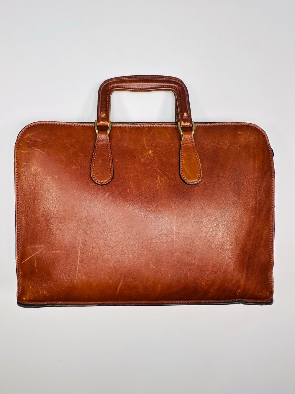 Vintage 1980’s Leather Attaché Brief Case with Swing Handles